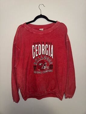 Georgia Bulldogs Red Crewneck Sweatshirt - Back to Back Champions